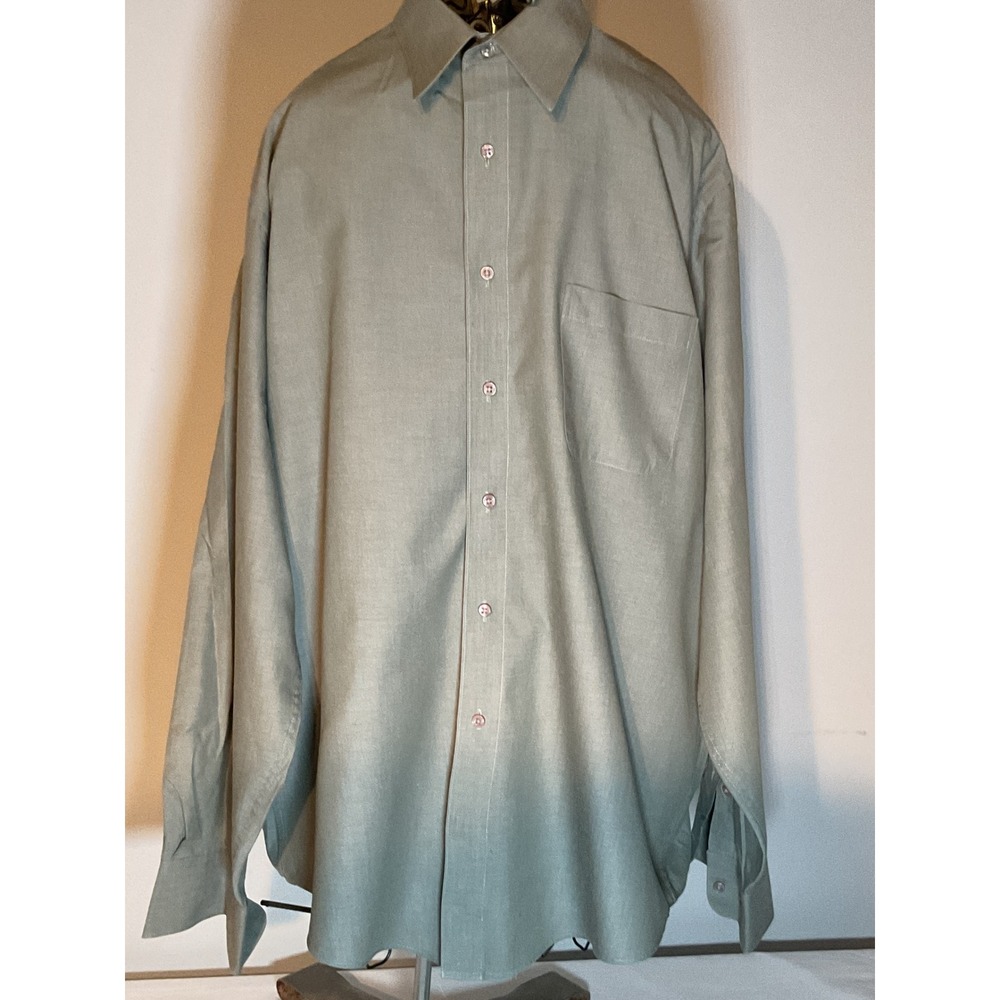 Pierre‎ Cardin Mens Dress Shirt Olive Green Long Sleeve Button Down 17 34/35 XL